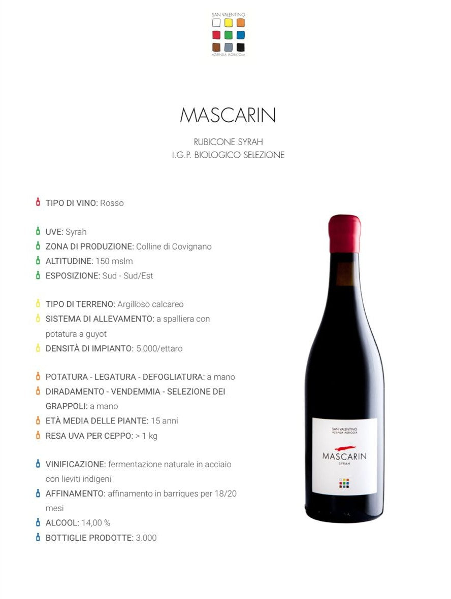 Mascarin RUBICONE I.G.P. SYRAH BIOLOGICO 2018