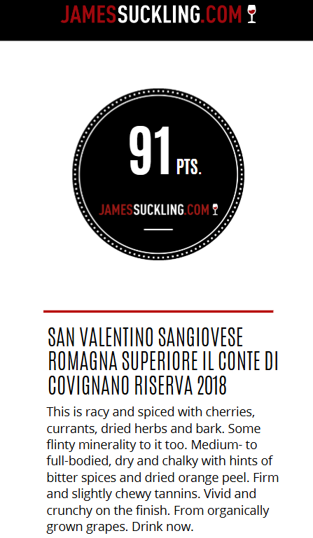 Conte di Covignano ROMAGNA D.O.C. SANGIOVESE SUPERIORE RISERVA BIOLOGICO 2018